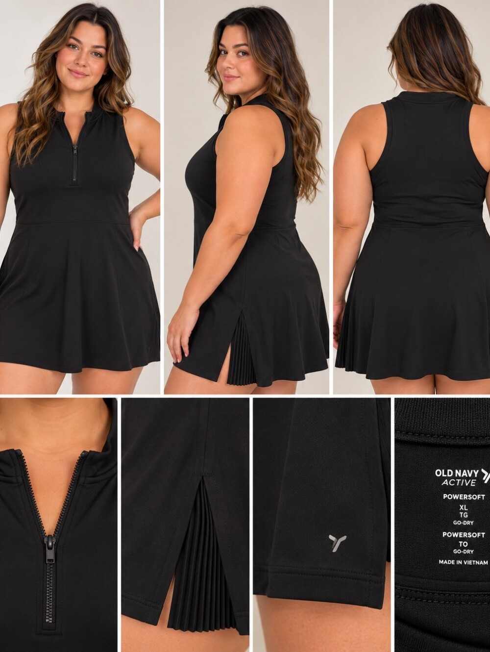 Old Navy Active PowerSoft Fit & Flare Tennis Dress – Black – XL